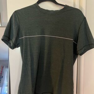 Lulu Lemon Men's Dark Green Crewneck Tee with Contrast Stripe